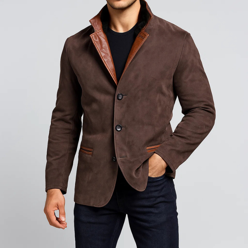 Veste En Daim Ajustée Pour Homme