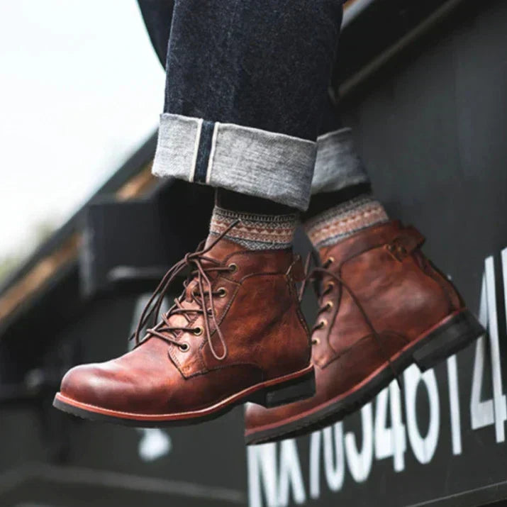 DUMONT LYON | BOTTES POUR HOMME À BOUT ROND RÉTRO