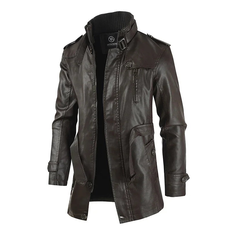 DUMONT LYON | VESTE DE BIKER EN CUIR LONGUE ÉLÉGANTE