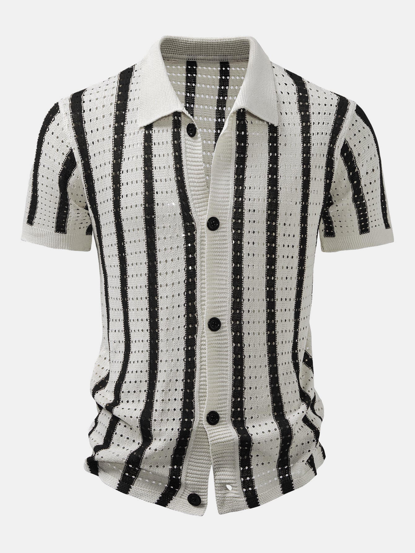CHEMISE À RAYURES AVEC ŒILLETS EN MAILLE
