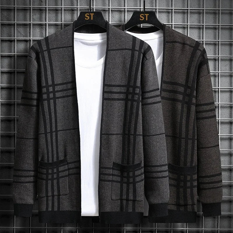 DUMONT LYON | CARDIGAN EN MAILLE À CARREAUX POUR HOMME