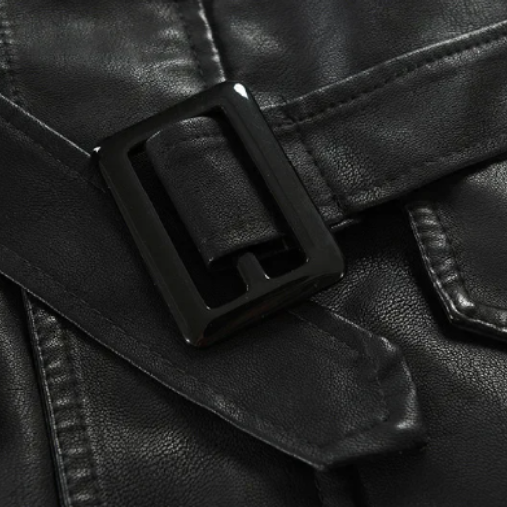 DUMONT LYON | VESTE DE BIKER EN CUIR LONGUE ÉLÉGANTE