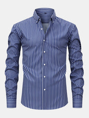 CHEMISE À MANCHES LONGUES À RAYURES AVEC BOUTONS
