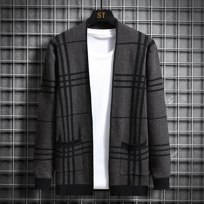 DUMONT LYON | CARDIGAN EN MAILLE À CARREAUX POUR HOMME