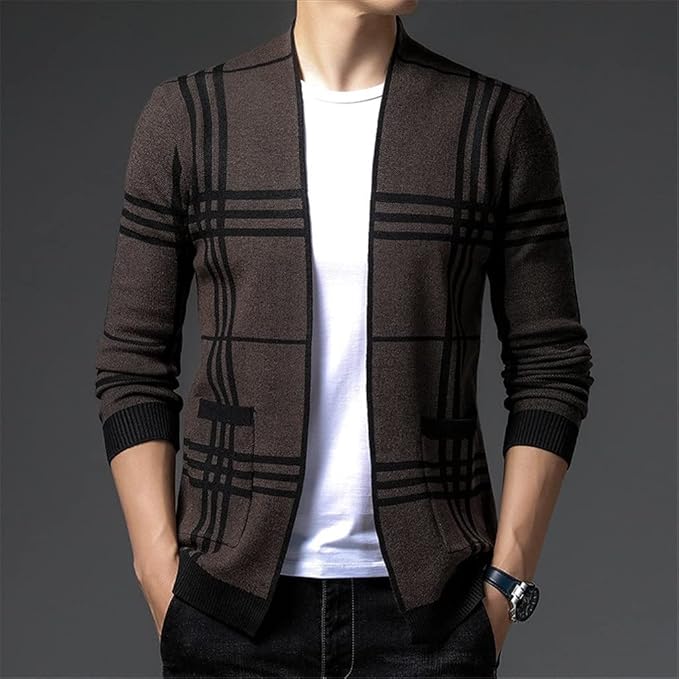 DUMONT LYON | CARDIGAN EN MAILLE À CARREAUX POUR HOMME