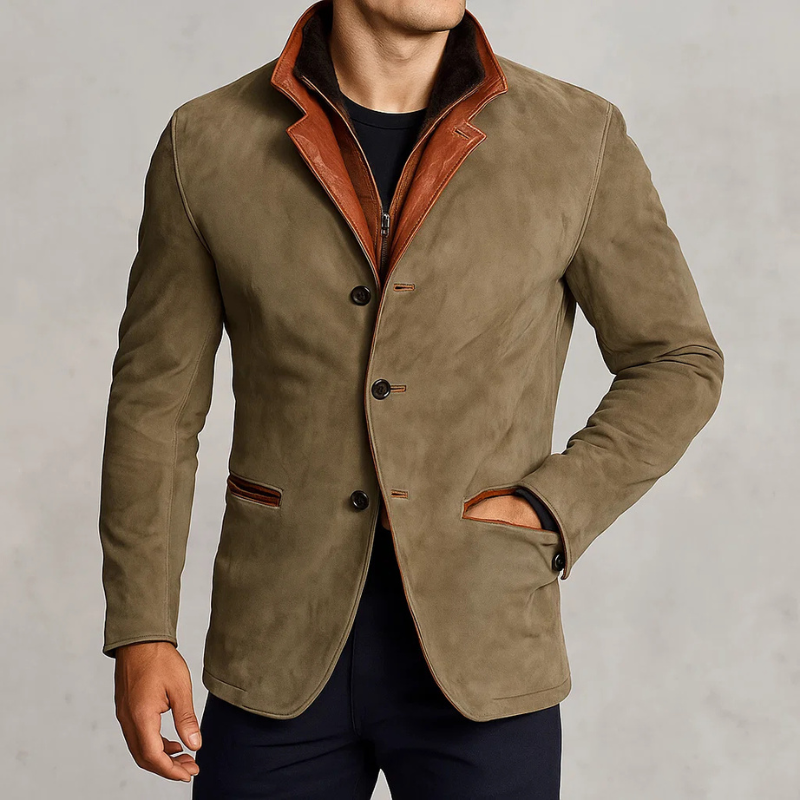 Veste En Daim Ajustée Pour Homme